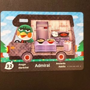 Admiral 32 animal crossing welcome amiibo RV card Nintendo switch